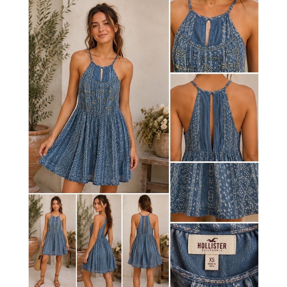 Hollister Blue Embellished Dress Size Small